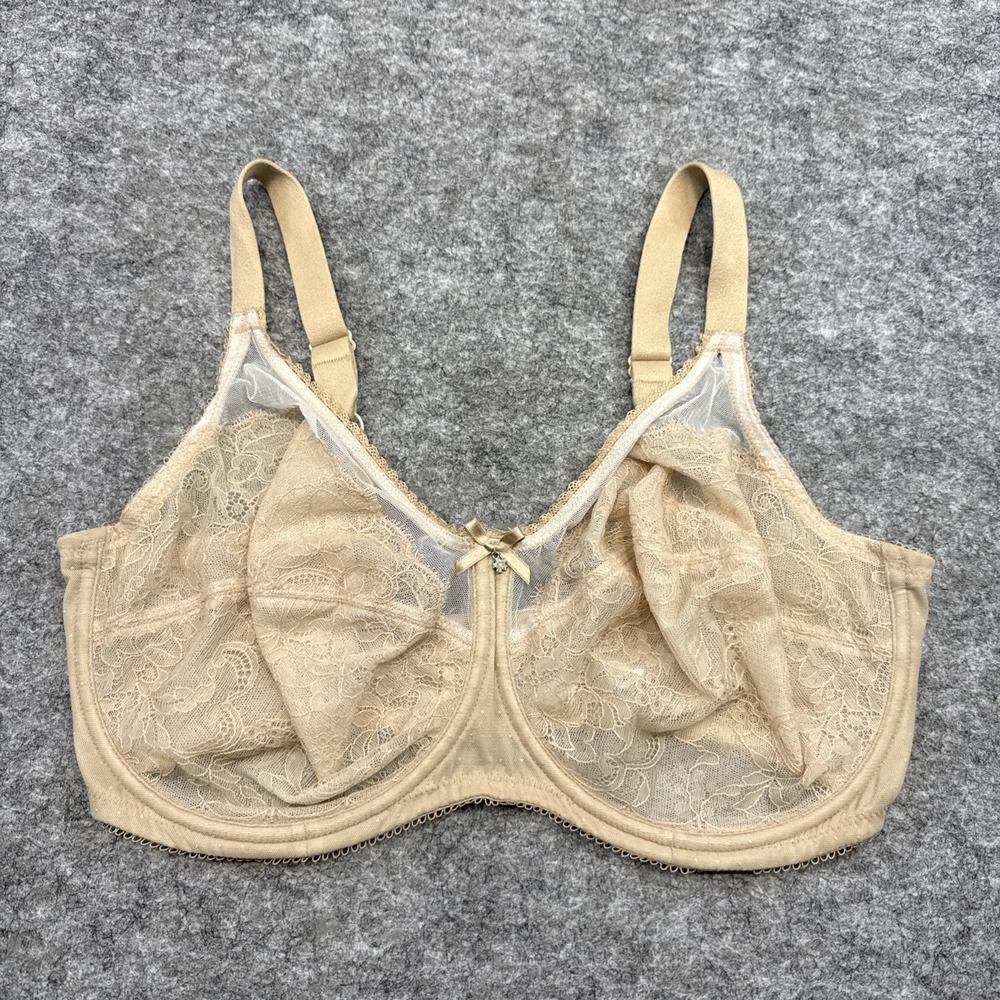 Wacoal Retro Chic Full Figure Underwire Bra womens 36G neutral sheer lace 855186